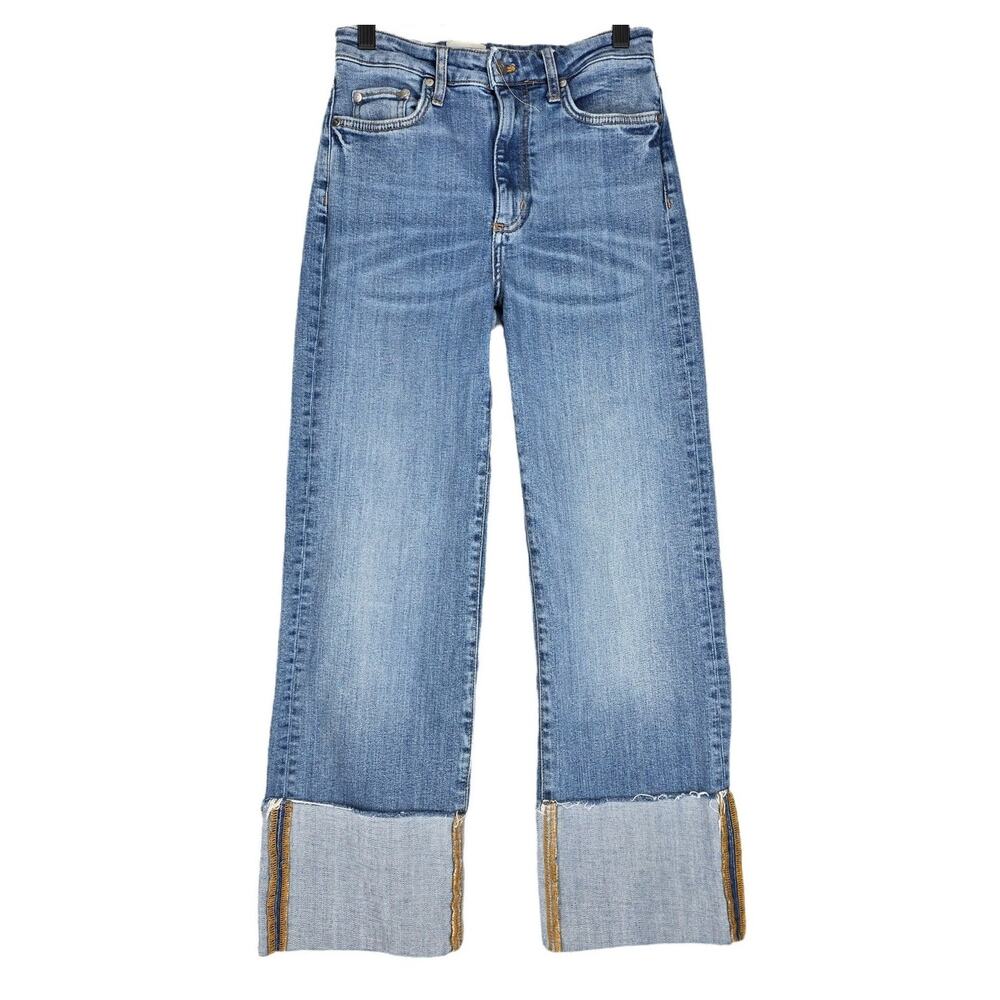 PILCRO ANTHROPOLOGIE “THE SCOTTY” CUFFED HIGH‑RISE STRAIGHT‑LEG JEANS – SIZE 26
